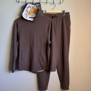 All in Motion Mens Textured Lounge Set Brown Medium Hoodie‎ Jogger Pants Casual